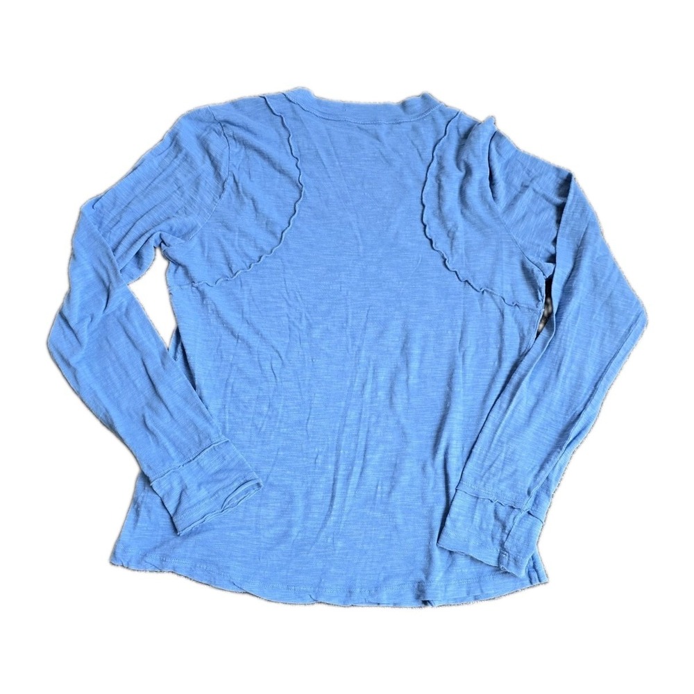 Pilcro Anthro Reconstructed Racer Tee Exposed Seams Long Sleeve Blue Boho L - Picture 9 of 9